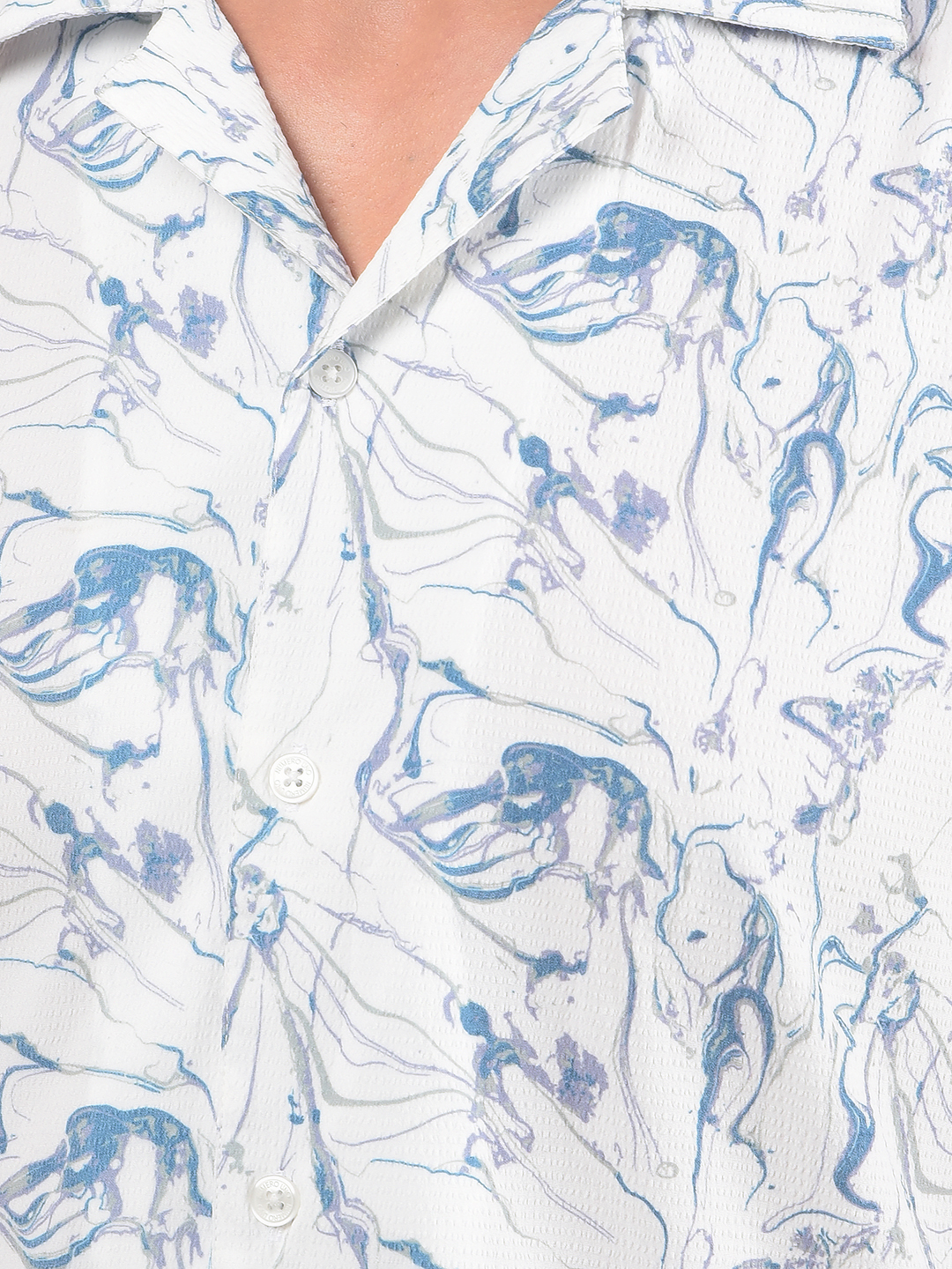 Numero Uno Men Printed White Resort Collar Fit Shirt